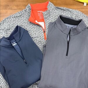 Golf set of Men's Gray and Navy Quarter-Zip Shirts
